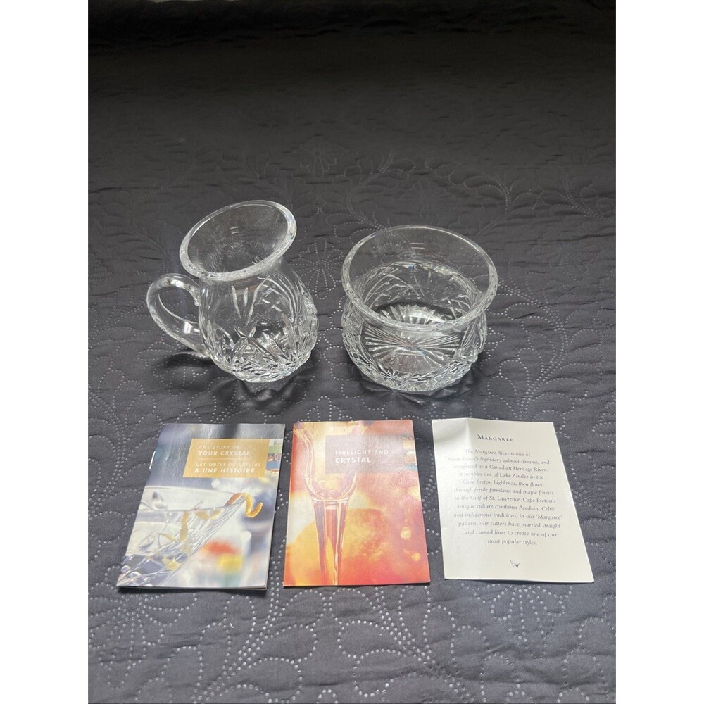 VTG NovaScotian Crystal Creamer Sugar Bowl 2pc Set Hand Cut Lead Crystal Canada